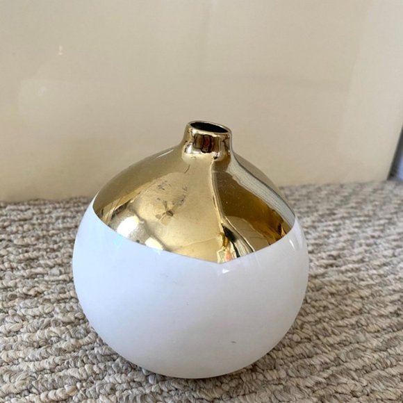 CANVAS HOME SPHERE BUBBLE WHITE GOLD DIPPED MINI VASE - Picture 6 of 8